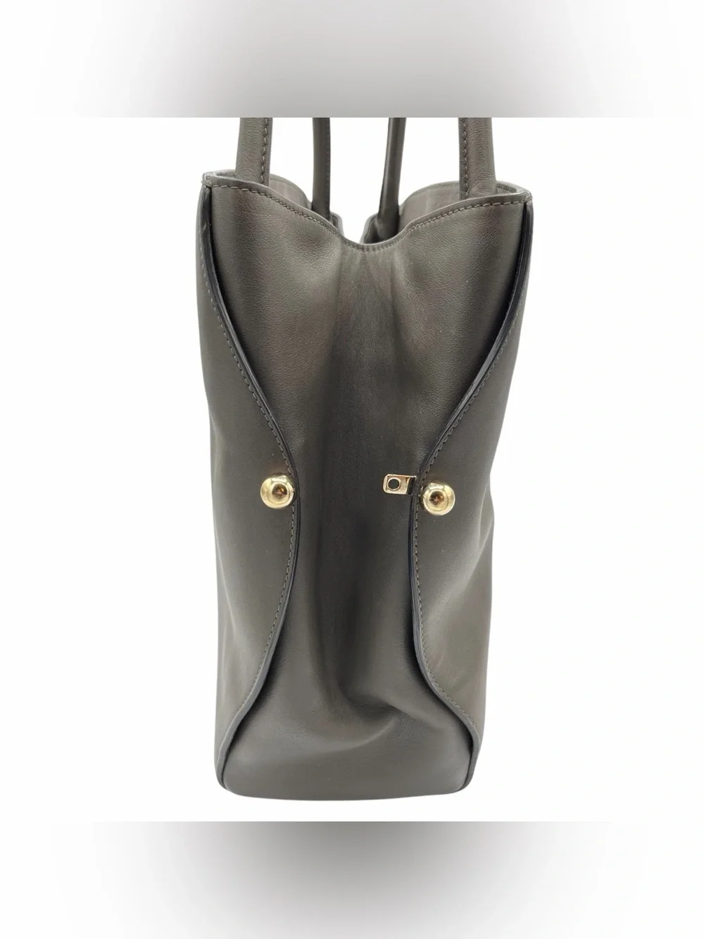 Christian Dior Bar Tote Bag in Smooth Gray Calfskin Leather